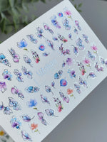 Nail Water Decal CF-396 | Watercolor Floral Water Slide Nail Decals | Pastel Petals and Botanical Outlines - UASLIDER