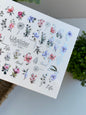 Nail Water Decal CF-398 | Colorful Floral Water Slide Nail Decals | Botanical Flowers and Lettering
