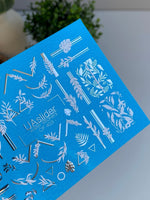 Nail Water Decal CF-403 | White Botanical Water Slide Nail Decals | Leaves, Branches and Geometric Accents - UASLIDER