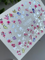 Nail Water Decal CF-404 | Floral & Butterfly Water Slide Nail Decals | Romantic Spring Nail Art - UASLIDER