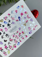 Nail Water Decal CF-404 | Floral & Butterfly Water Slide Nail Decals | Romantic Spring Nail Art - UASLIDER