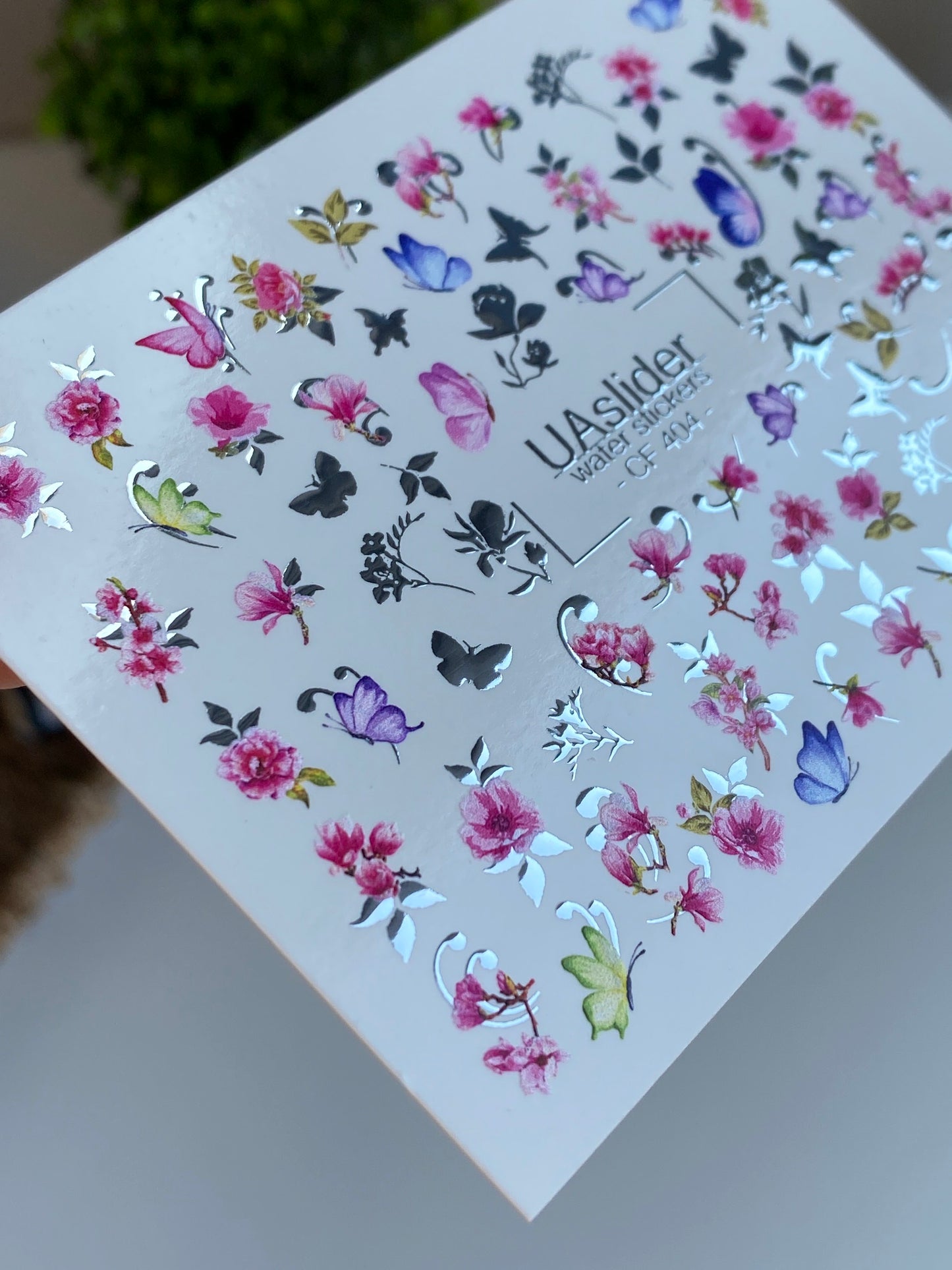 Nail Water Decal CF-404 | Floral & Butterfly Water Slide Nail Decals | Romantic Spring Nail Art