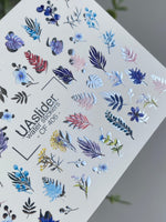 Nail Water Decal CF-406 | Botanical Leaves & Floral Water Slide Nail Decals | Elegant Plant Nail Art - UASLIDER