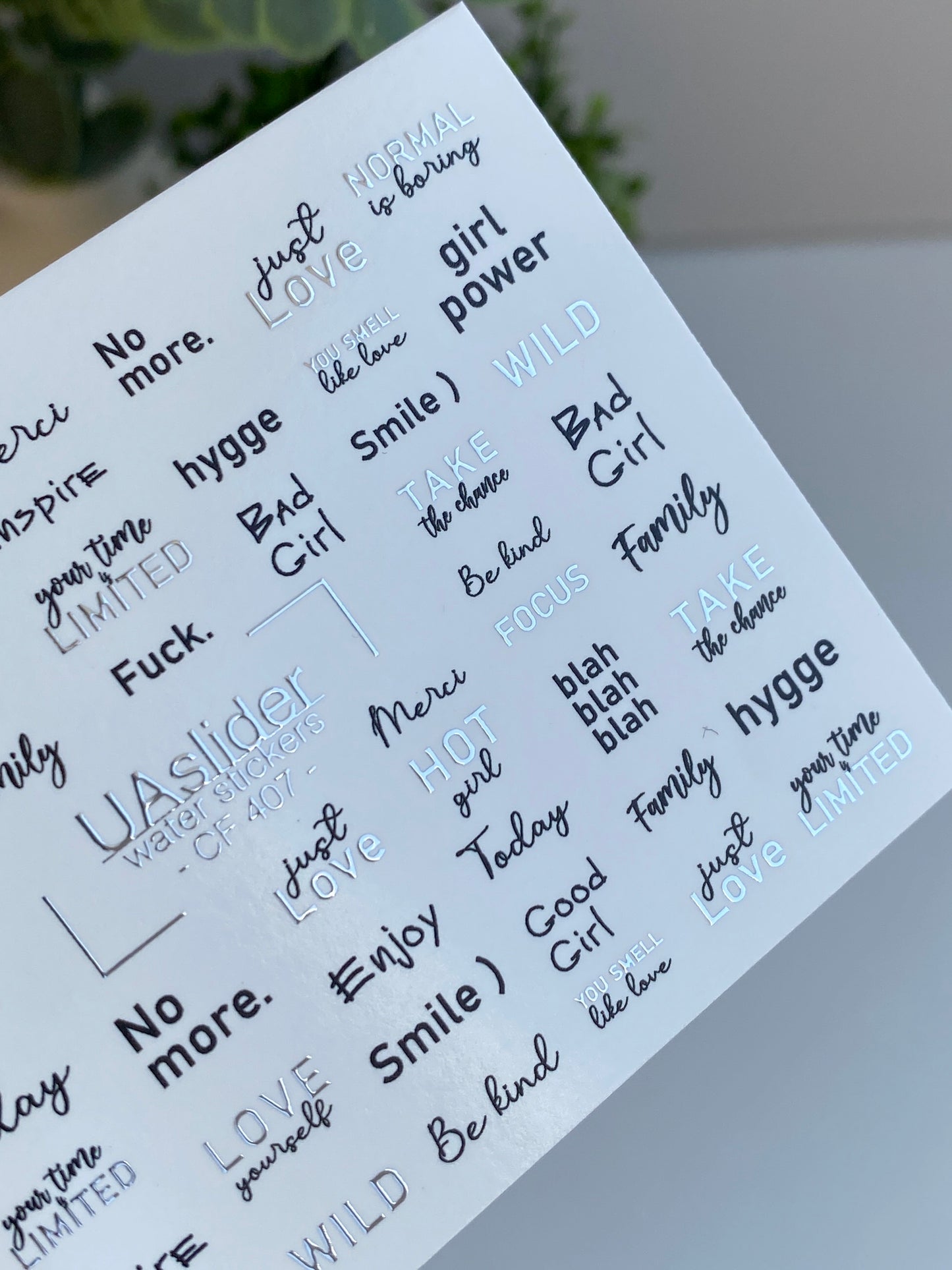 Nail Water Decal CF-407 | Minimalist Quote Nail Stickers | Water Slide Lettering Decals | CF 407