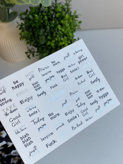 Nail Water Decal CF-407 | Minimalist Quote Nail Stickers | Water Slide Lettering Decals | CF 407