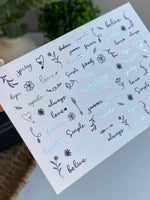 Nail Water Decal CF-408 | Minimalist Quotes & Floral Nail Stickers | Water Slide Decals CF 408 - UASLIDER