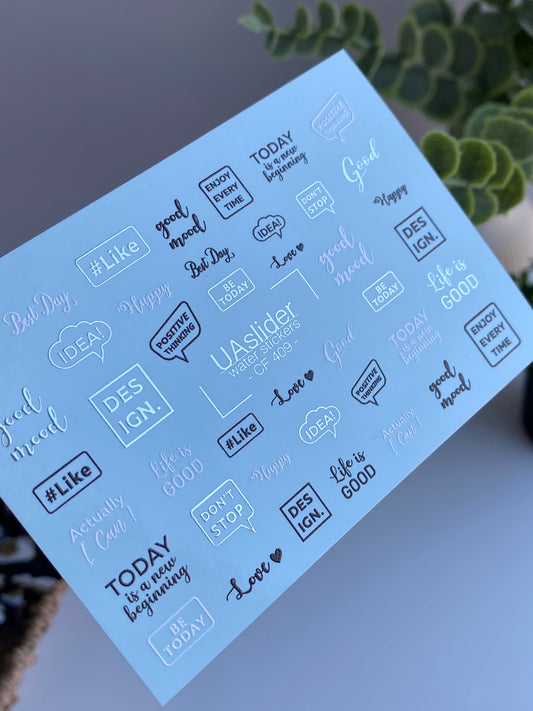 Nail Water Decal CF-409 | Motivational Quotes Water Slide Nail Decals | Positive Words Nail Art