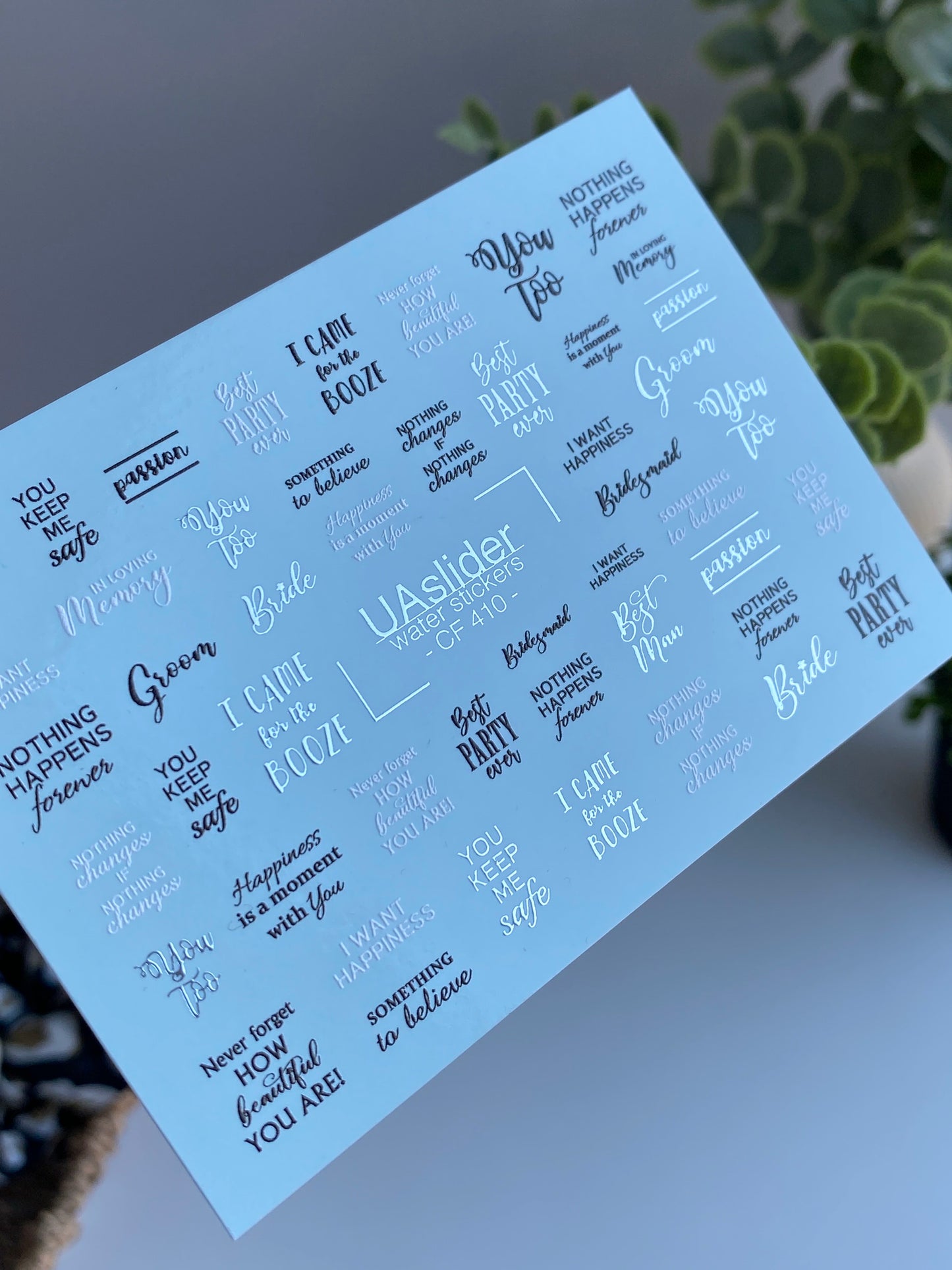 Nail Water Decal CF-410 | Wedding & Party Quotes Water Slide Nail Decals | Bride & Groom Nail Art