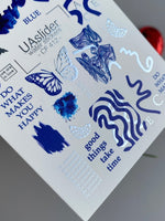 Nail Water Decal CF-412 | Blue Abstract & Butterfly Water Slide Nail Decals | Motivational Quotes Nail Art - UASLIDER