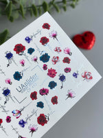 Nail Water Decal CF-413 | Romantic Floral Water Slide Nail Decals | Roses, Magnolias & Calligraphy - UASLIDER