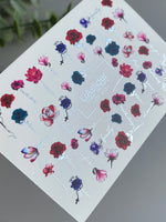 Nail Water Decal CF-413 | Romantic Floral Water Slide Nail Decals | Roses, Magnolias & Calligraphy - UASLIDER