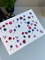 Nail Water Decal CF-413 | Romantic Floral Water Slide Nail Decals | Roses, Magnolias & Calligraphy - UASLIDER
