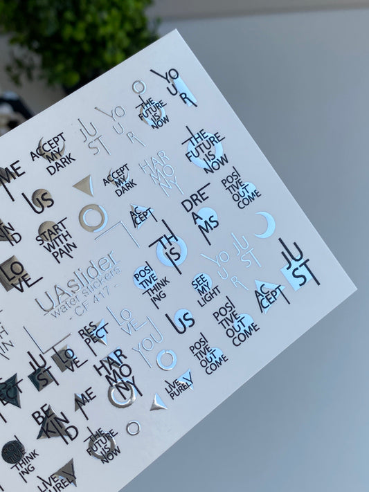 Nail Water Decal CF-417 | Minimalist Quotes Water Slide Nail Decals | Modern Typography Nail Art