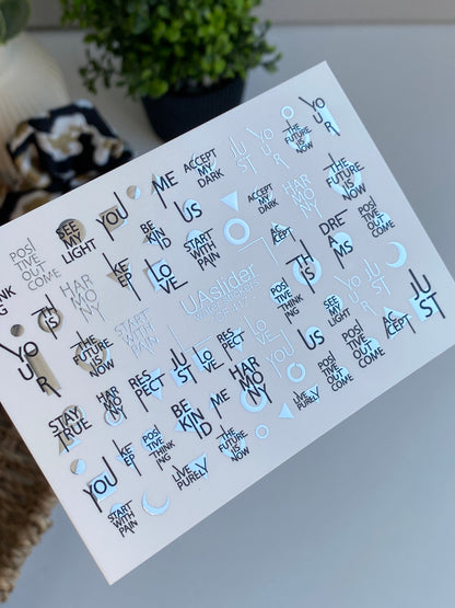 Nail Water Decal CF-417 | Minimalist Quotes Water Slide Nail Decals | Modern Typography Nail Art