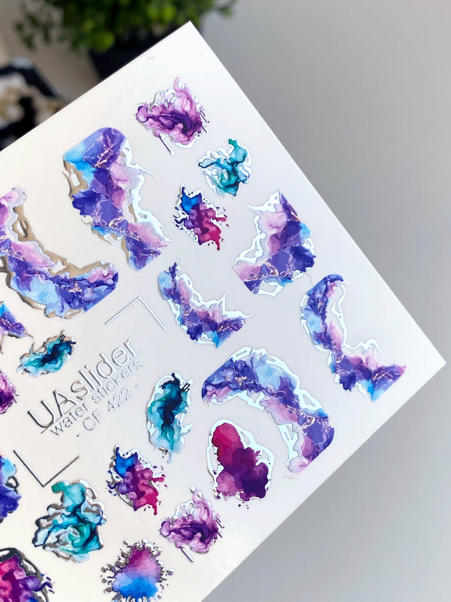 Nail Water Decal CF-422 | Abstract Ink Splash Water Slide Nail Decals | Colorful Watercolor Nail Art