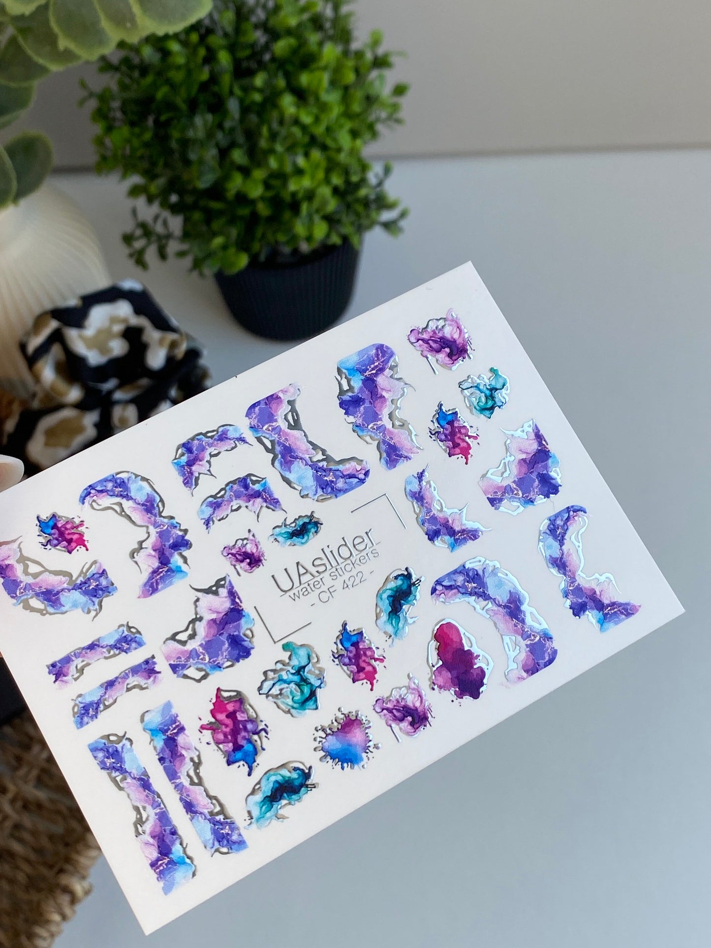 Nail Water Decal CF-422 | Abstract Ink Splash Water Slide Nail Decals | Colorful Watercolor Nail Art