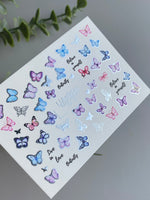 Nail Water Decal CF-426 | Pastel Butterflies Water Slide Nail Decals | Believe in Yourself Quotes - UASLIDER
