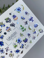 Nail Water Decal CF-430 | Blueberry & Floral Water Slide Nail Decals | Berry Nail Art with Cupcakes - UASLIDER