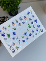 Nail Water Decal CF-430 | Blueberry & Floral Water Slide Nail Decals | Berry Nail Art with Cupcakes - UASLIDER