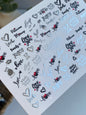 Nail Water Decal CF-432 | Love & Family Water Slide Nail Decals | Hearts and Romantic Quotes