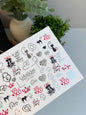 Nail Water Decal CF-434 | Romantic Cats & Hearts Water Slide Nail Decals | XO & Love Quotes Nail Art