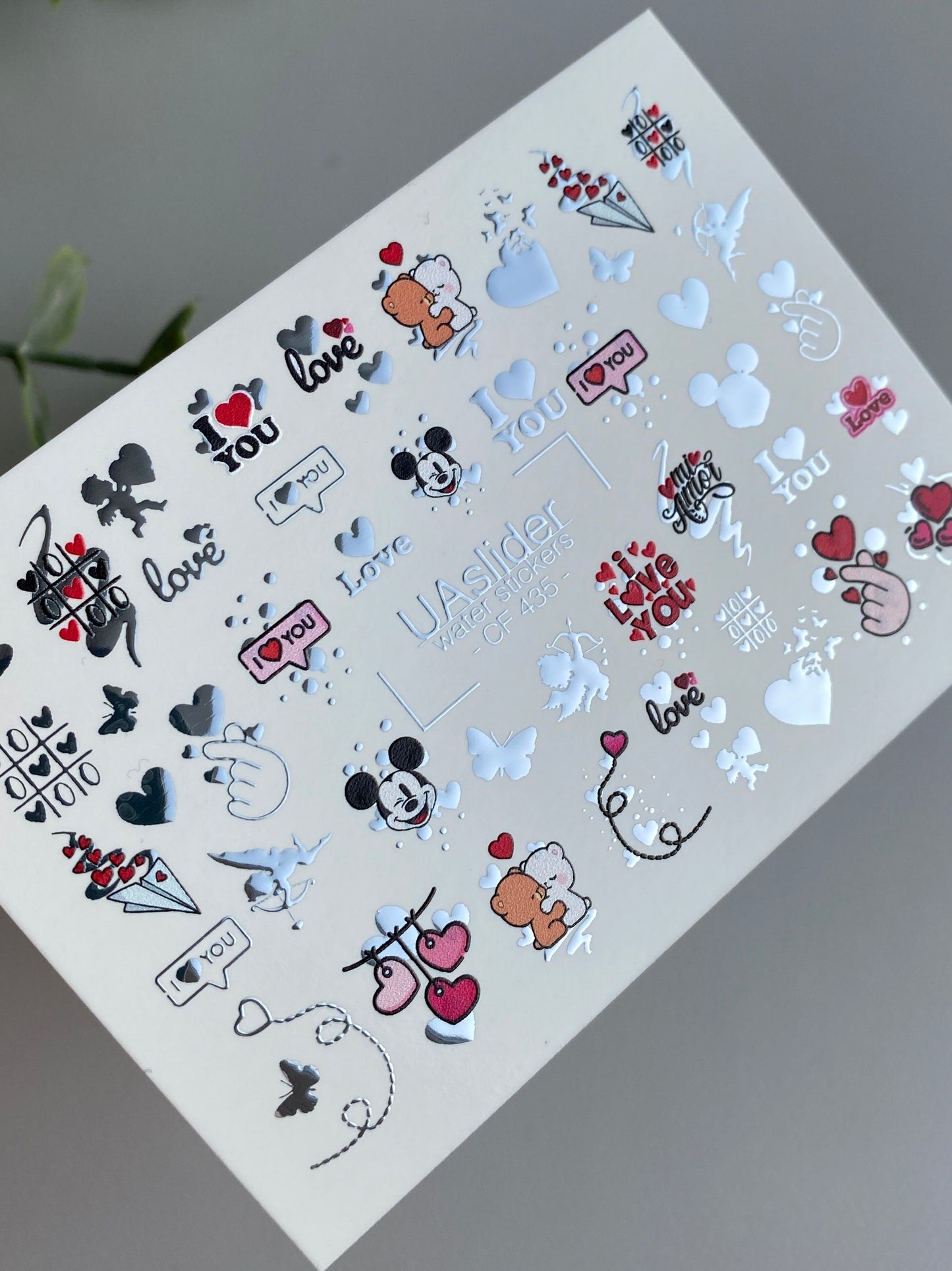 Nail Water Decal CF-435 | Cute Love Water Slide Nail Decals | Teddy Bears, Hearts & Romantic Quotes