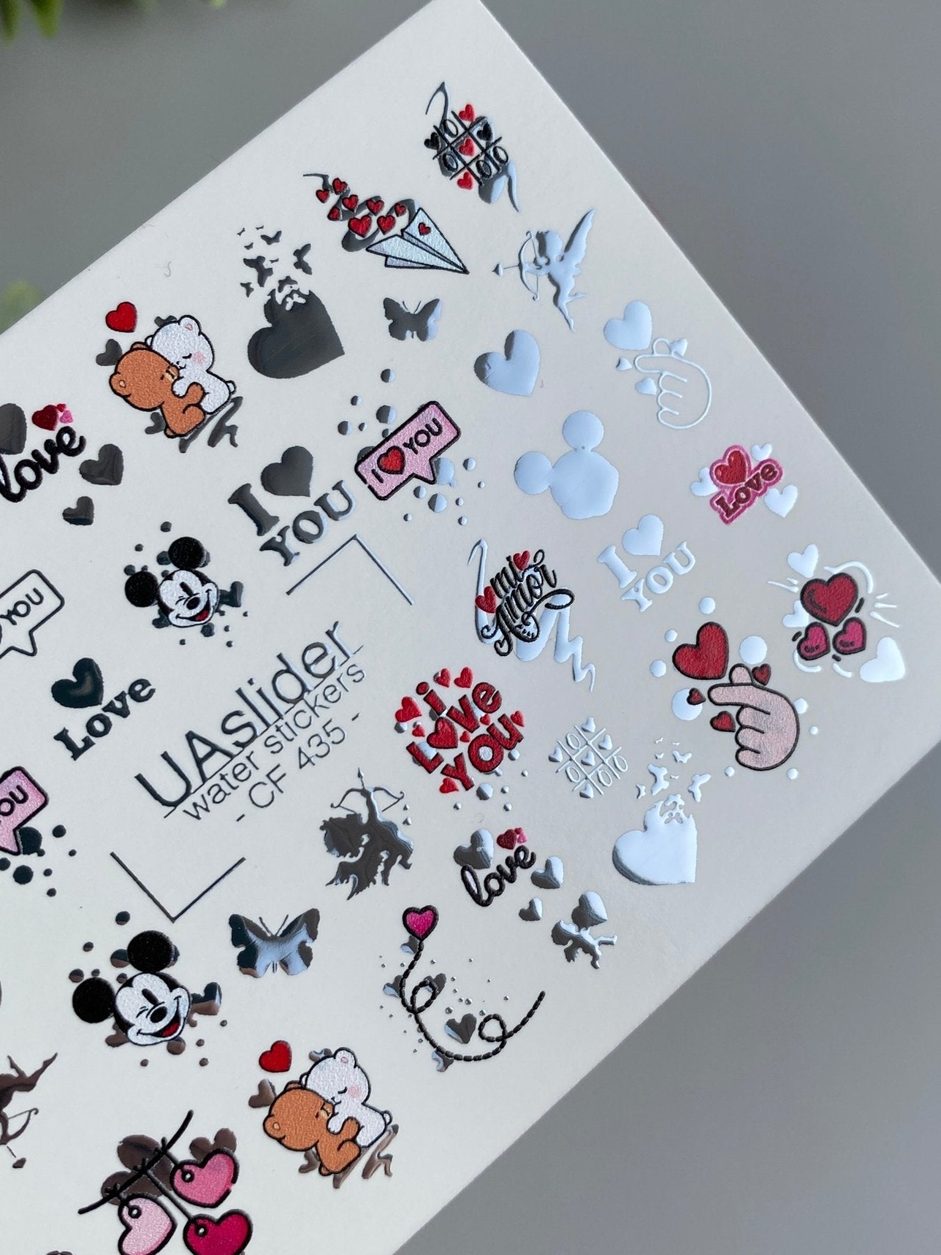 Nail Water Decal CF-435 | Cute Love Water Slide Nail Decals | Teddy Bears, Hearts & Romantic Quotes - UASLIDER