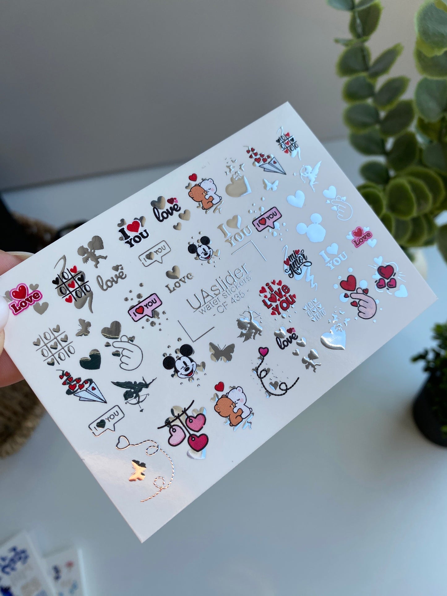 Nail Water Decal CF-435 | Cute Love Water Slide Nail Decals | Teddy Bears, Hearts & Romantic Quotes