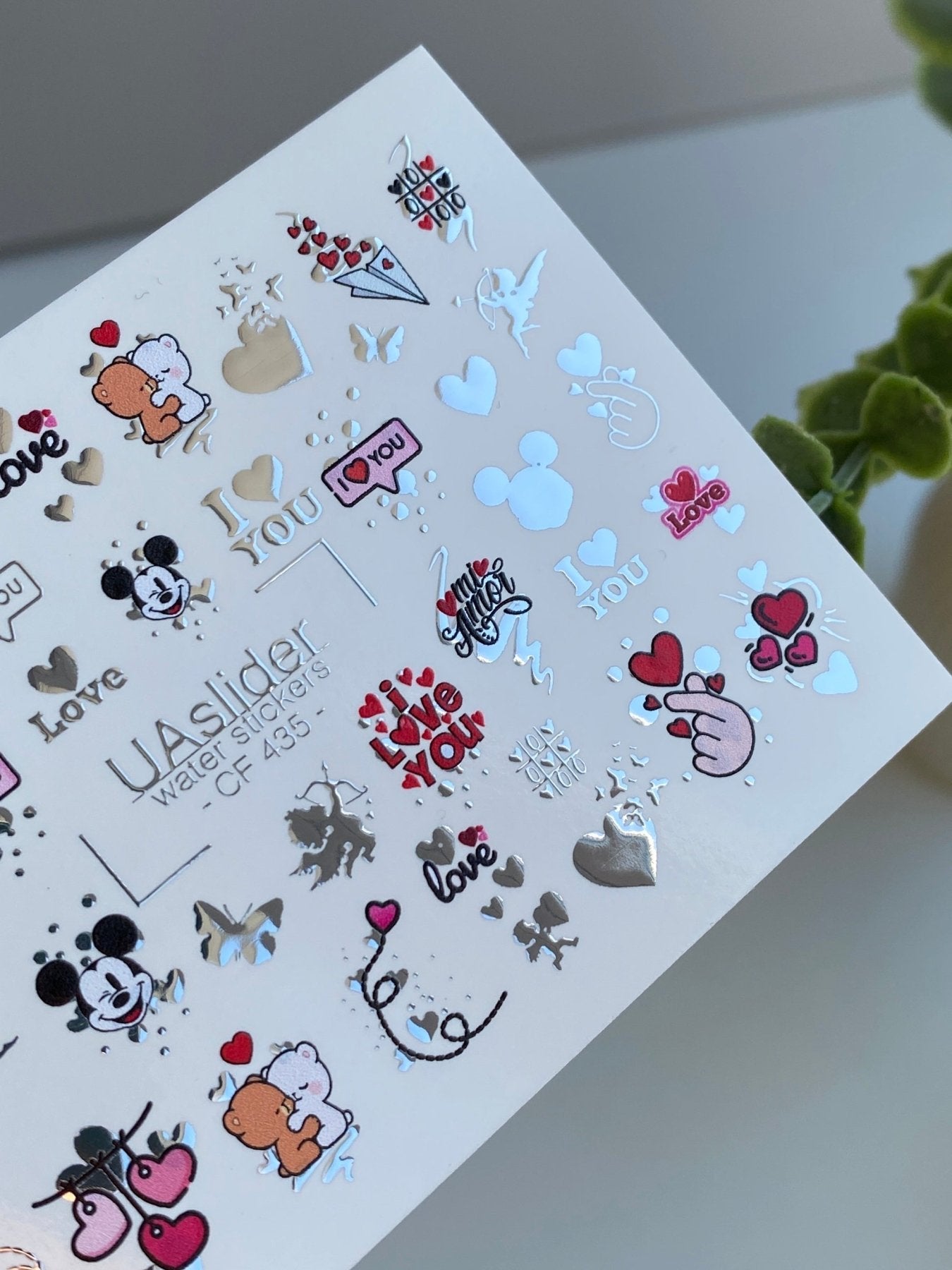 Nail Water Decal CF-435 | Cute Love Water Slide Nail Decals | Teddy Bears, Hearts & Romantic Quotes - UASLIDER