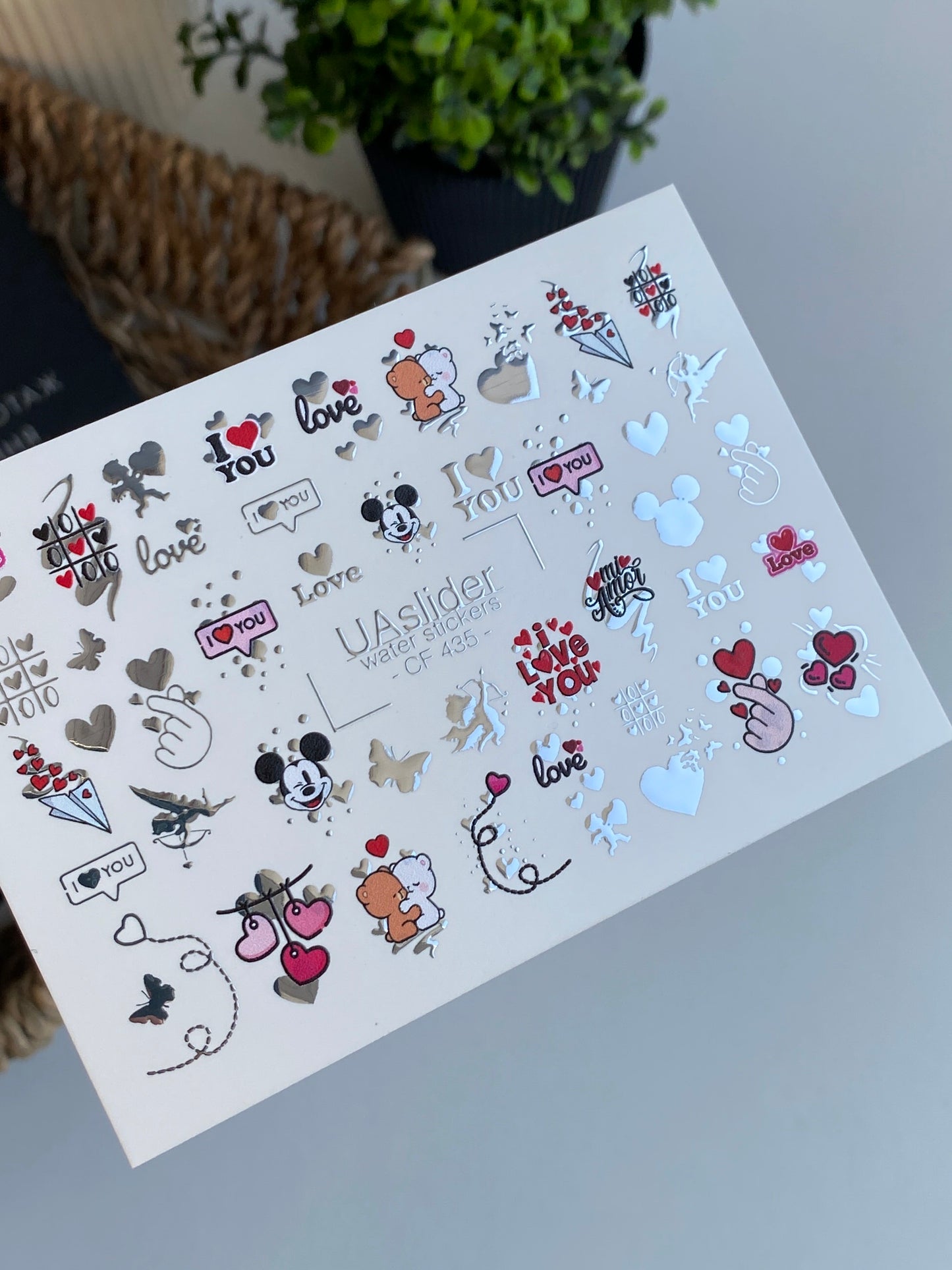 Nail Water Decal CF-435 | Cute Love Water Slide Nail Decals | Teddy Bears, Hearts & Romantic Quotes