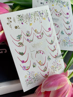 Nail Water Decal CF-437 | Floral French Water Slide Nail Decals | Wildflowers & Botanical Nail Art - UASLIDER