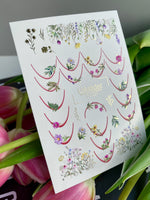 Nail Water Decal CF-437 | Floral French Water Slide Nail Decals | Wildflowers & Botanical Nail Art - UASLIDER
