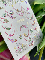 Nail Water Decal CF-437 | Floral French Water Slide Nail Decals | Wildflowers & Botanical Nail Art - UASLIDER