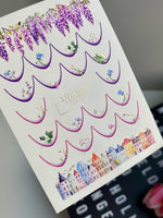 Nail Water Decal CF-440 | French Water Slide Nail Decals | Floral French Tips & City Houses - UASLIDER