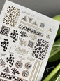 Nail Water Decal CF-448 | Animal Print Water Slide Nail Decals | Leopard Pattern with Gold Accents