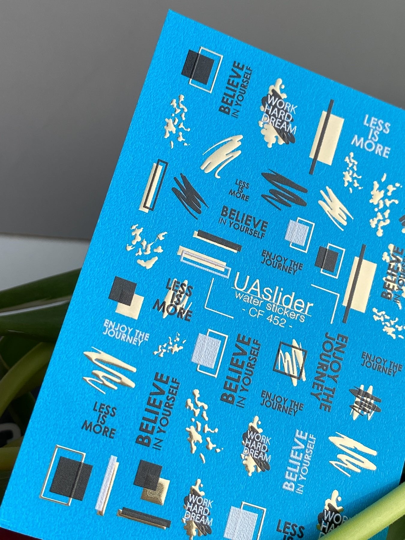 Nail Water Decal CF-452 | Abstract Water Slide Nail Decals | Minimalist Black & Gold Designs with Quotes - UASLIDER