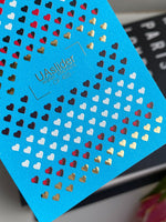 Nail Water Decal CF-455 | Heart Water Slide Nail Decals | Red, Black, White & Gold Mini Hearts - UASLIDER