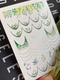 Nail Water Decal CF-459 | Botanical Water Slide Nail Decals | Green Leaves French Tips