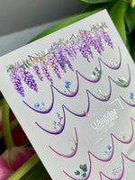 Nail Water Decal CF-460 | French Water Slide Nail Decals | Floral French Tips with Wisteria & City Houses - UASLIDER