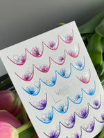Nail Water Decal CF-461 | French Water Slide Nail Decals | Pink, Blue & Purple Floral French Tips - UASLIDER