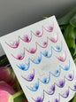 Nail Water Decal CF-461 | French Water Slide Nail Decals | Pink, Blue & Purple Floral French Tips