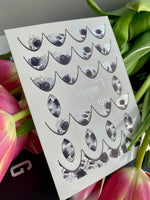 Nail Water Decal CF-464 | French Water Slide Nail Decals | Black & Silver Floral French Tips - UASLIDER