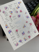 Nail Water Decal CF-465 | Motivational Water Slide Nail Decals | Quotes with Floral Accents - UASLIDER