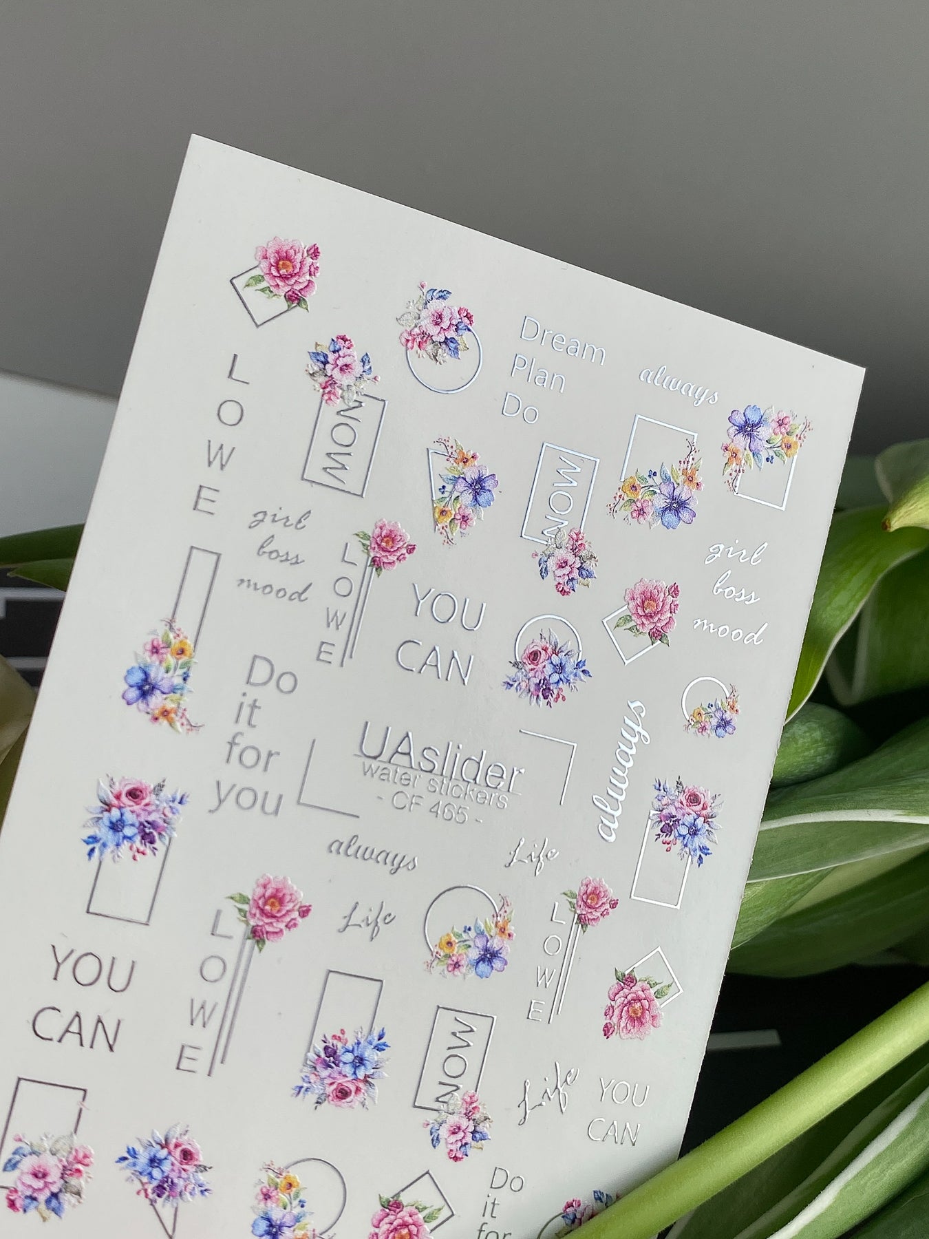 Nail Water Decal CF-465 | Motivational Water Slide Nail Decals | Quotes with Floral Accents