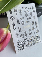 Nail Water Decal CF-476 | Geometric Nail Water Decals | Black and Gold Abstract Patterns - UASLIDER