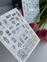Nail Water Decal CF-476 | Geometric Nail Water Decals | Black and Gold Abstract Patterns - UASLIDER