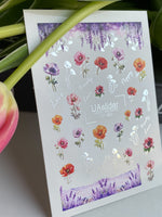 Nail Water Decal CF-482 | Poppy Flower Nail Water Decals | Bright Red, Pink & Purple Poppies - UASLIDER