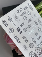 Nail Water Decal CF-483 | Silver Geometric Nail Water Decals | Abstract Mosaic & Grid Patterns - UASLIDER