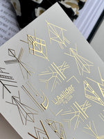 Nail Water Decal Fg-028 | Abstract Geometric Water Slide Nail Decals with Gold Foil | Futuristic Line Art Designs - UASLIDER