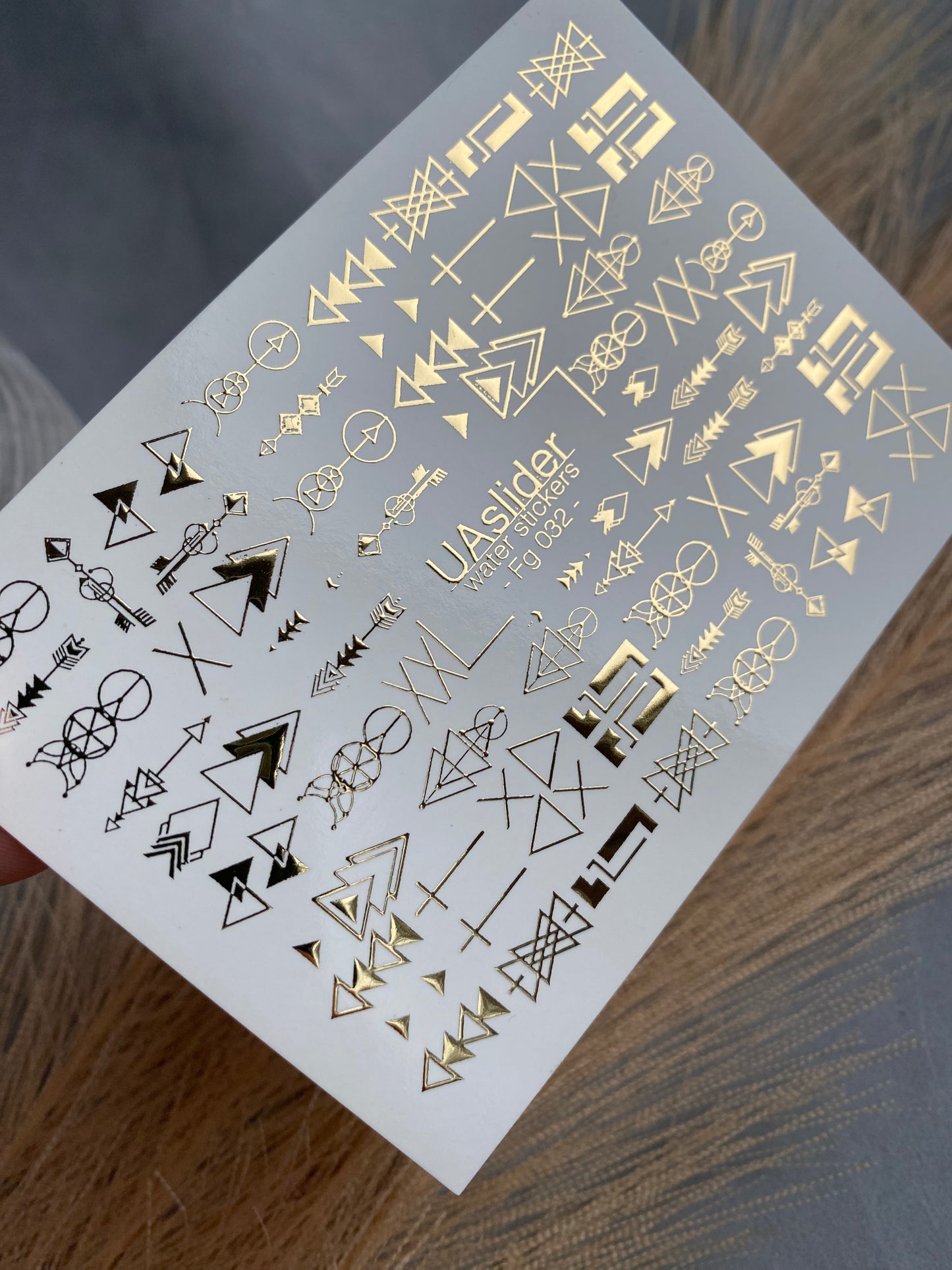 Nail Water Decal Fg-032 | Geometric Water Slide Nail Decals with Gold Foil | Minimalist Abstract Nail Art